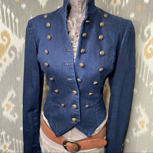 Ralph Lauren Indigo Blue Cropped Naval Officers Jacket - Picture 14 of 16